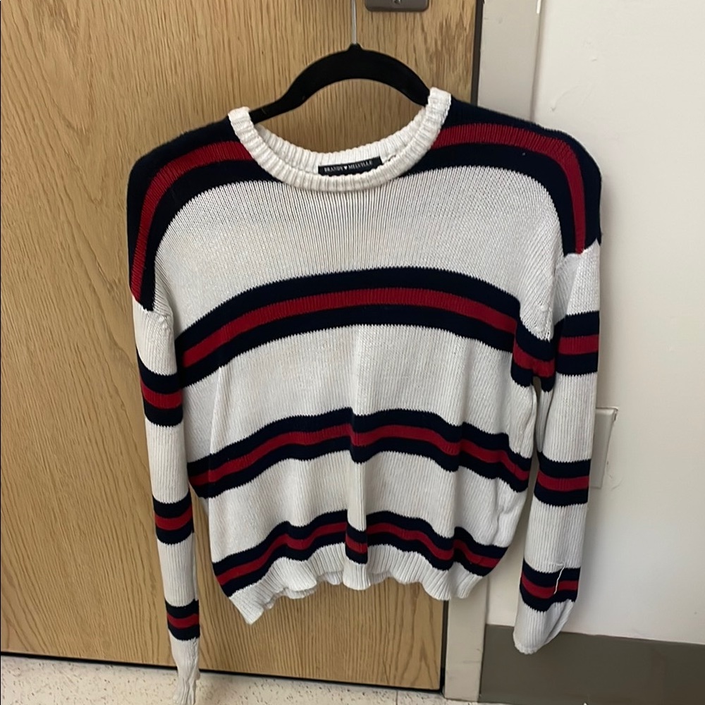 Striped Sweater in White, Red, and Blue